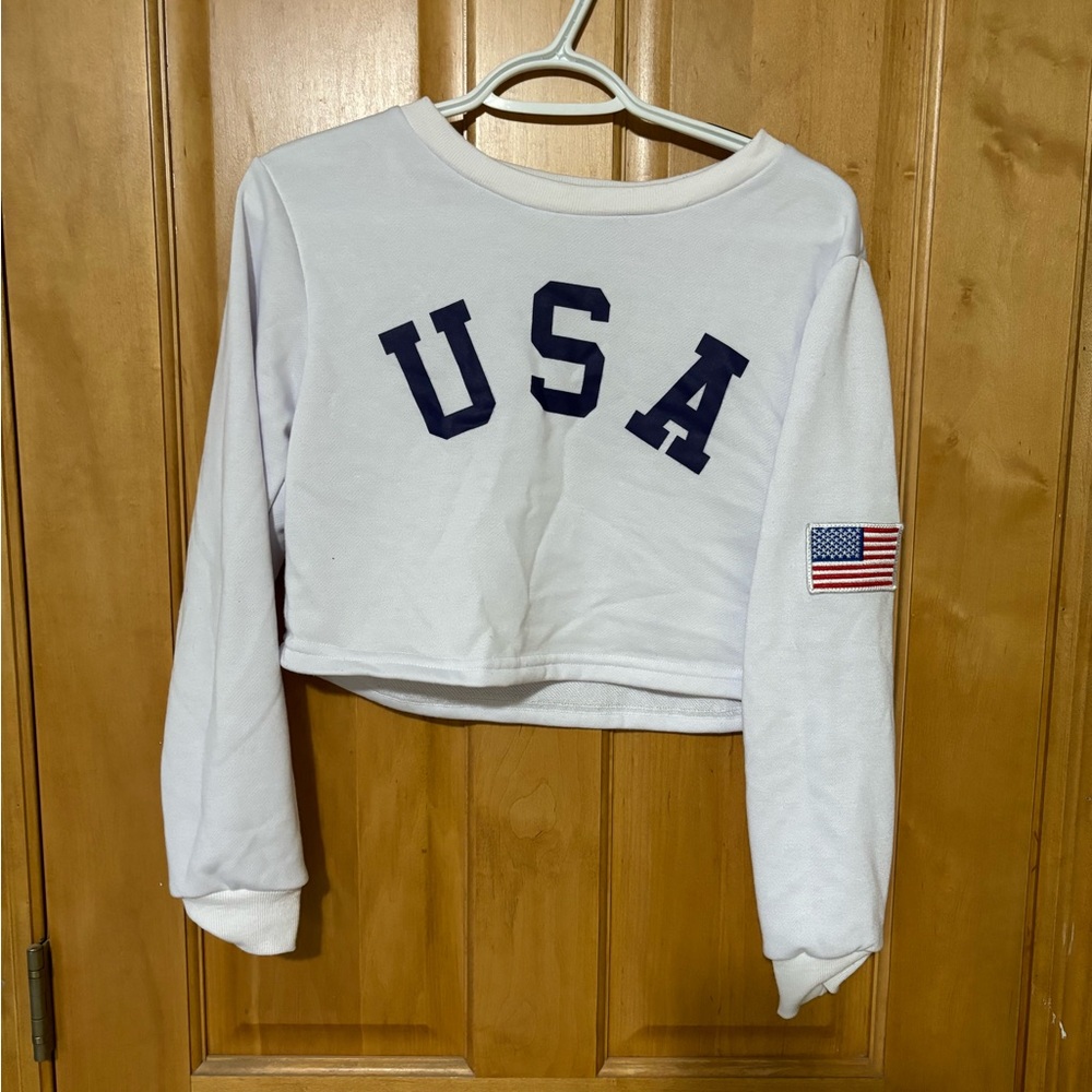 White USA Crop Top. Size S.
